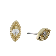 Load image into Gallery viewer, Millgrain Marquise Threadless End (Various Colors)