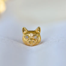 Load image into Gallery viewer, Cat Threadless End (Various Gemstone Eyes)