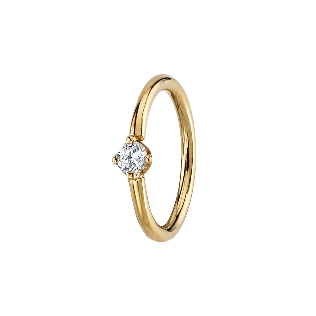 Round Prong 2.5mm Diamond Fixed Seam Ring (Navel/Rook Oriented)