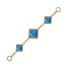 Load image into Gallery viewer, Solid Gold Triple Square Gem Accessory Chain (Various Gems) - Limited Release