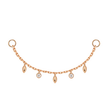 Load image into Gallery viewer, Chain with 5 Dripping Bezel Diamonds and Marquise Gold Beads