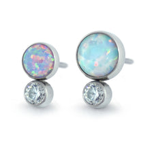 Load image into Gallery viewer, Titanium Bezel Set Two Gem Cabochon Cluster Threadless End