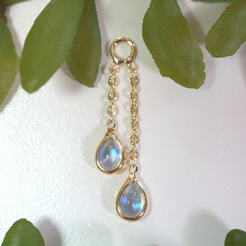 Double Pear Cabochon Bezel Charm on Chains