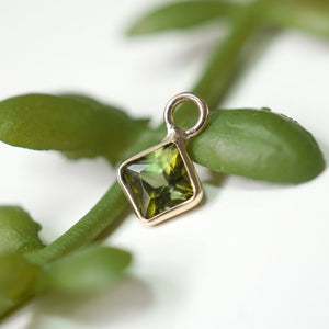 Square Cut Faceted Gemstone Bezel Charm