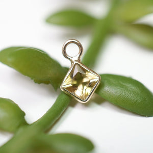 Square Cut Faceted Gemstone Bezel Charm