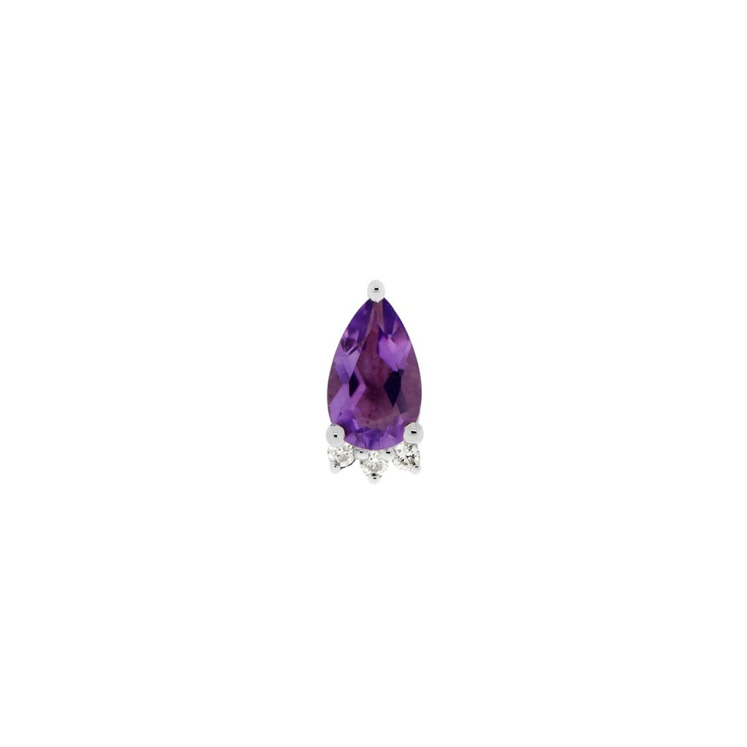 Leia Pear Amethyst Threadless End