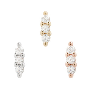Mishka Prong 3 Diamond Threadless End