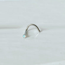 Load image into Gallery viewer, Titanium Bezel Nostril Screw with Opal Gem