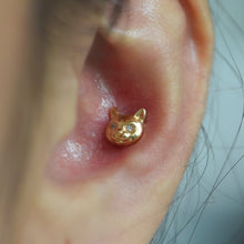 Load image into Gallery viewer, Cat Threadless End (Various Gemstone Eyes)