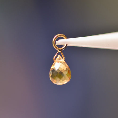 Solid Gold Citrine Briolette Charm