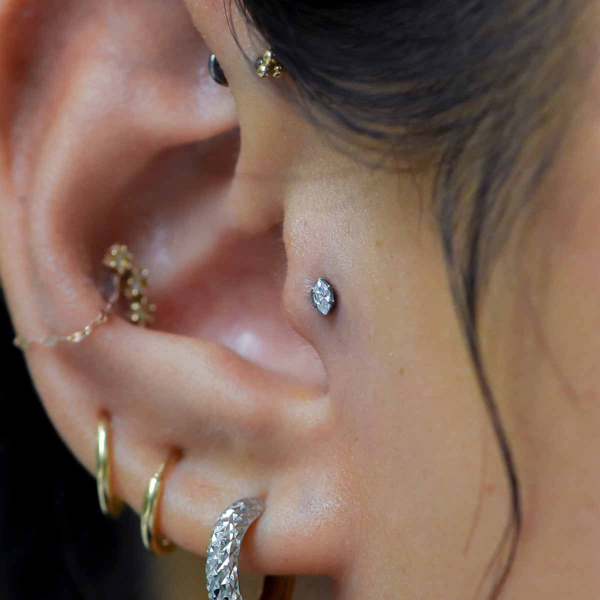 Neometal Marquise Cut Prong Gem Threadless End – Piercing Day Studio