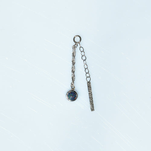 Double Charm with Bezel Gem and Hammered Dangle