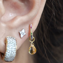 Load image into Gallery viewer, Faceted Gemstone Huggie