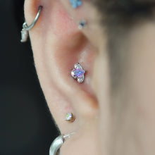 Load image into Gallery viewer, Titanium Pear Cut Gem Fan Cluster Threadless End - Select Center Gem