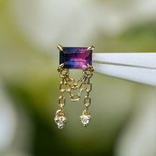 Load image into Gallery viewer, Emerald Cut Winza Sapphire with Chain Drop &amp; Drape Threadless End - Limited Release