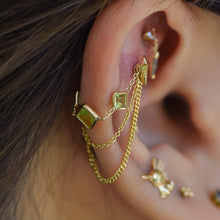 Load image into Gallery viewer, Solid Gold Triple Square Gem Accessory Chain