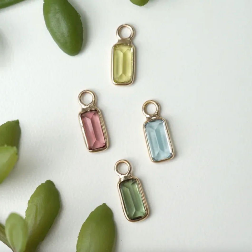 Emerald Cut Faceted Gemstone Bezel Charm - Limited Release