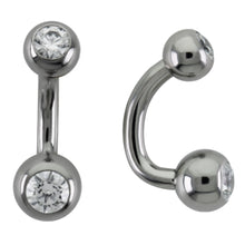 Load image into Gallery viewer, 14G LeRoi Titanium Double Gem J-Curve Navel Barbell