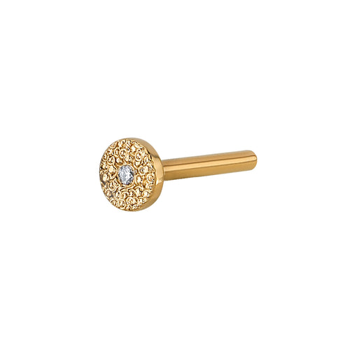 16G BVLA Solid Gold Threadless Labret with Pavé Gem