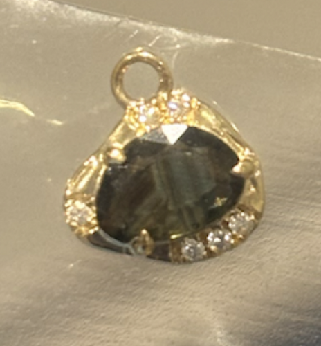 Paloma Charm with Striated Grayish Green Sapphire Freeform - Limited Run