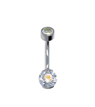 Load image into Gallery viewer, Mini Partial Bezel Navel Curve 14G Curved Barbell