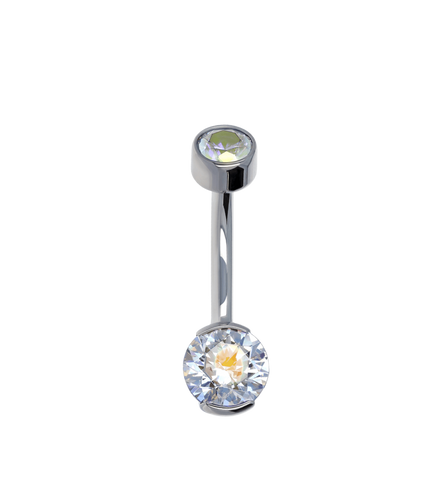 Mini Partial Bezel Navel Curve 14G Curved Barbell