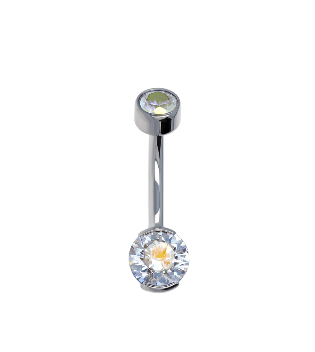 Mini Partial Bezel Navel Curve 14G Curved Barbell