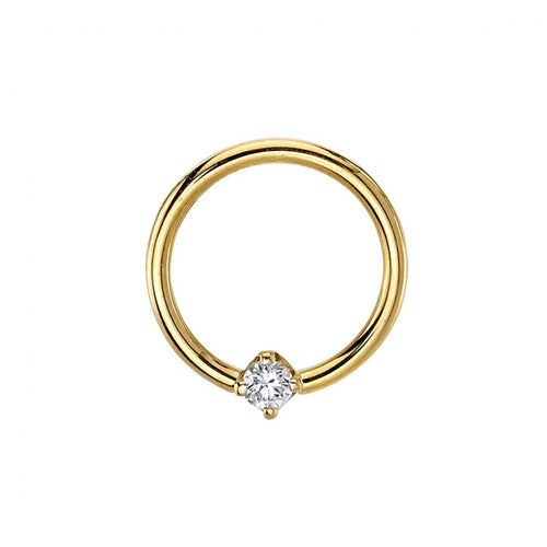 Round Prong Diamond Fixed Ring (Nipple/Daith Oriented)