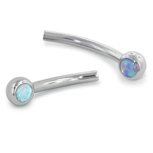 Threadless Curved Barbell with Side Faceted/Cabochon Gem (Shaft Only) (Various Colors)