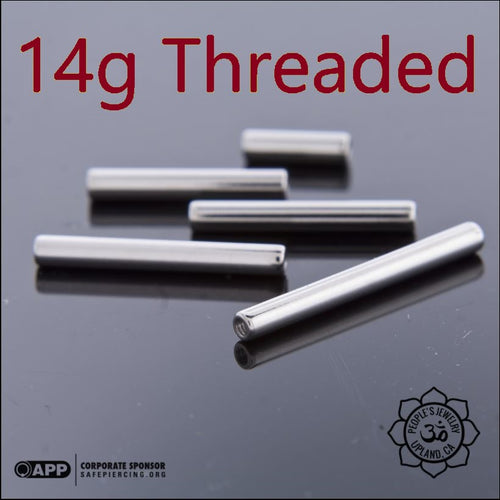 Threaded Titanium Straight Shaft 14G